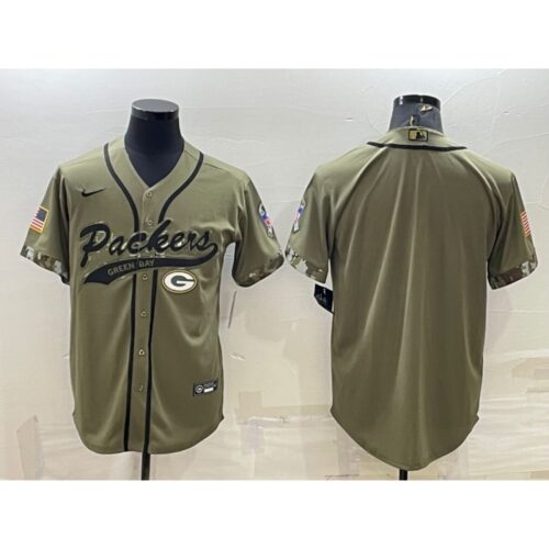 686215fbf1383_1 Men's Green Bay Packers Blank Olive Salute to Service Cool Base Stitched Baseball Jersey