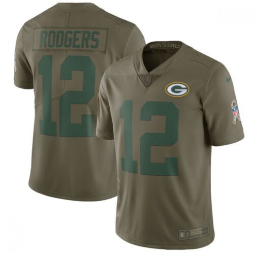 686217083134e_1 Men's Green Bay Packers #12 Aaron Rodgers Olive Salute To Service Limited Stitched NFL Jersey