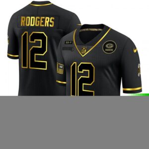 686217181fd9c_1 Men's Green Bay Packers #12 Aaron Rodgers 2020 Black/Gold Salute To Service Limited Stitched Jersey