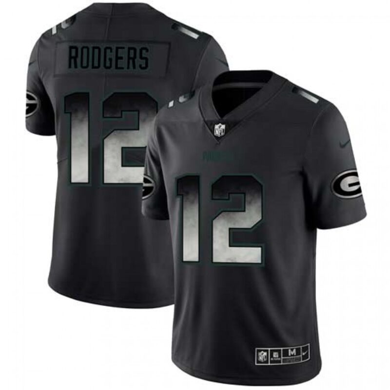 686217274a28f_1 Men's Green Bay Packers #12 Aaron Rodgers Black 2019 Smoke Fashion Limited Stitched NFL Jersey