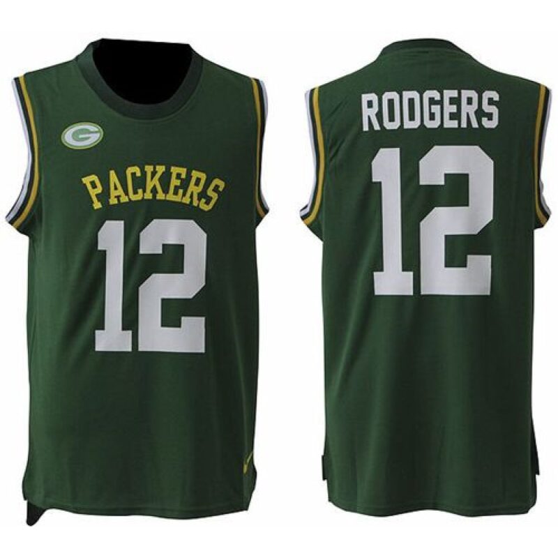 686217451d886_1 Packers #12 Aaron Rodgers Green Team Color Men's Stitched NFL Limited Tank Top Jersey
