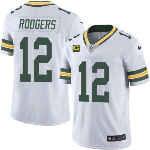 68621748479f1_1 Men's Green Bay Packers #12 Aaron Rodgers White With 4-star C Patch Green Vapor Untouchable Limited Stitched Jersey