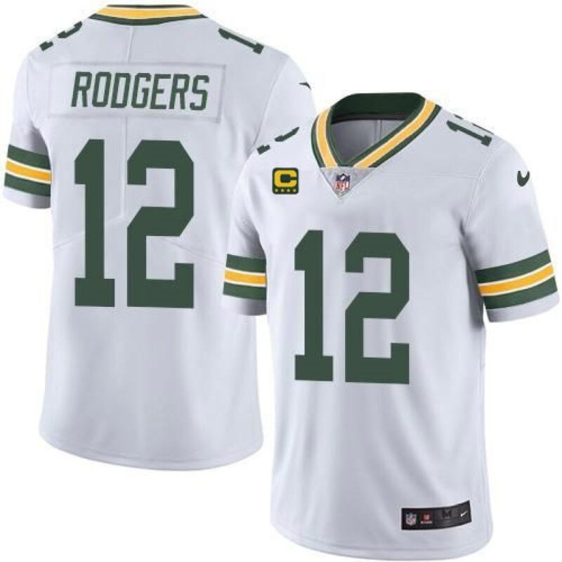 68621748479f1_1 Men's Green Bay Packers #12 Aaron Rodgers White With 4-star C Patch Green Vapor Untouchable Limited Stitched Jersey
