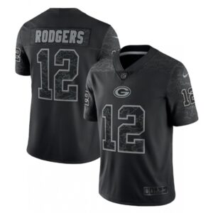 6862174e82eb1_1 Men's Green Bay Packers #12 Aaron Rodgers Black Reflective Limited Stitched Football Jersey