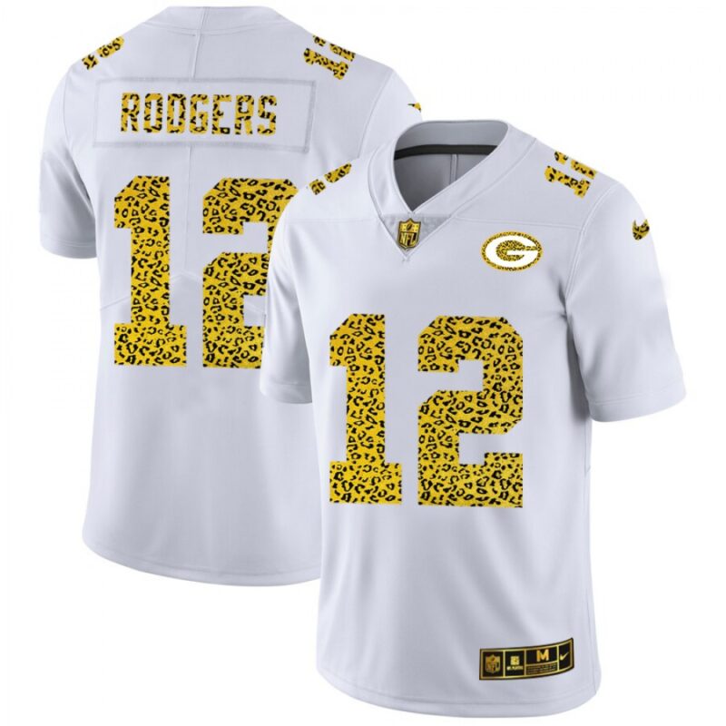 68621754db4bd_1 Men's Green Bay Packers #12 Aaron Rodgers 2020 White Leopard Print Fashion Limited Stitched Jersey