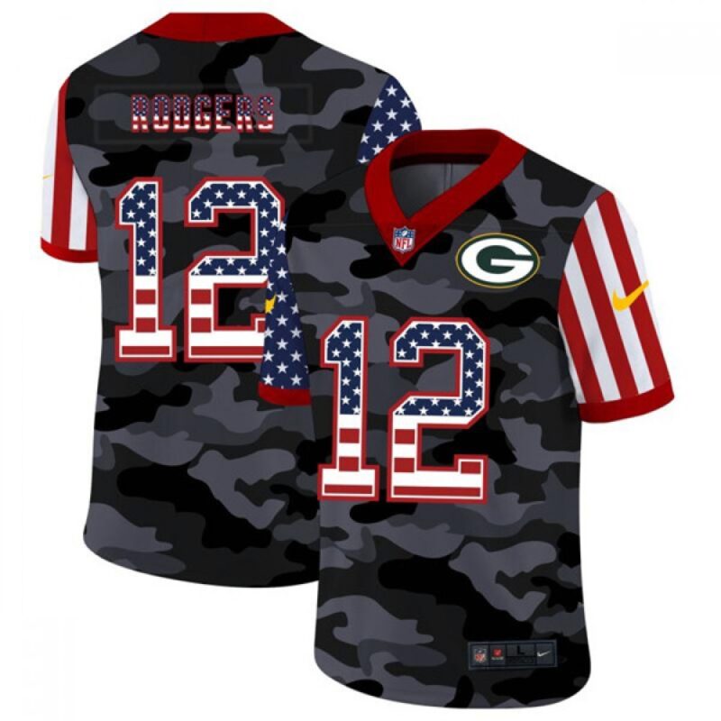 68621769c0565_1 Men's Green Bay Packers #12 Aaron Rodgers 2020 Camo USA Flag Limited Stitched Jersey