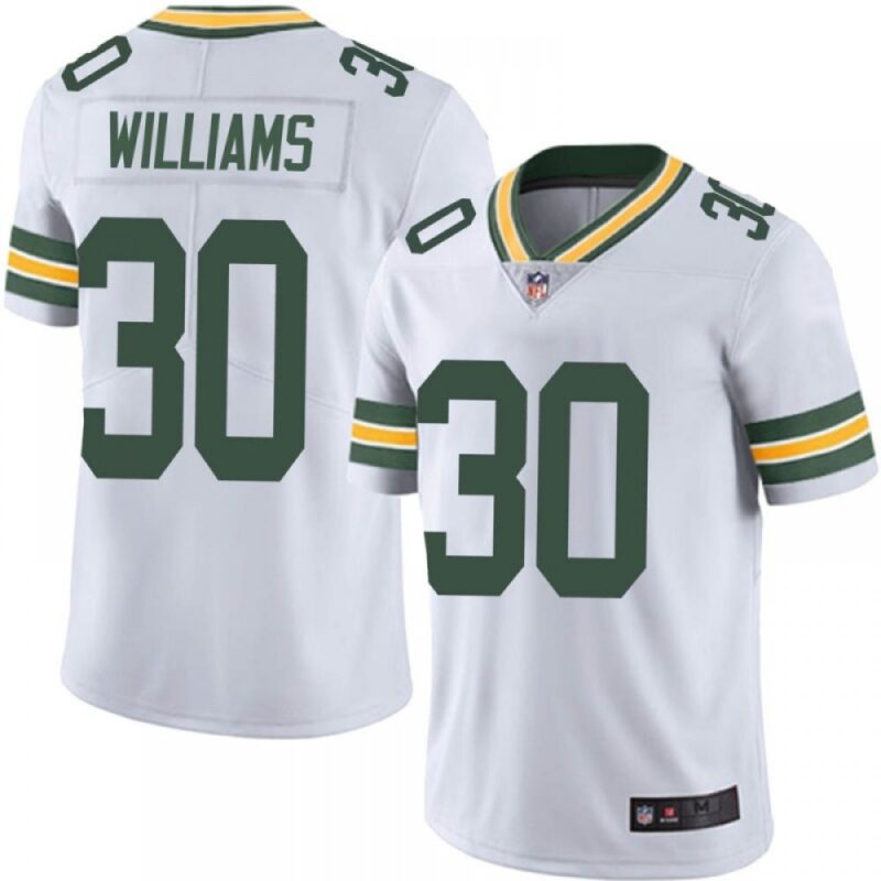 686217d095ee1_1 Men's Green Bay Packers #30 Jamaal Williams White Vapor Untouchable Limited Stitched Jersey