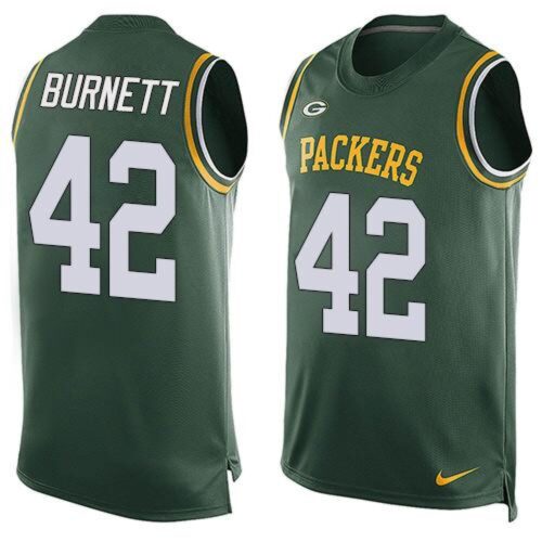 686217ef796d7_1 Packers #42 Morgan Burnett Green Team Color Men's Stitched NFL Limited Tank Top Jersey