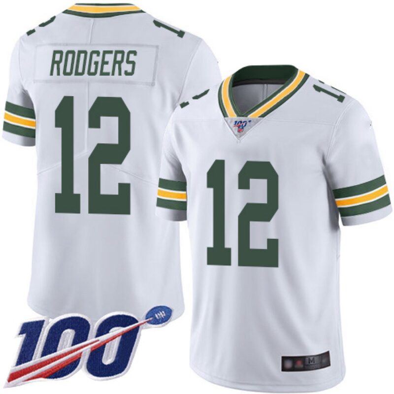 6862187d684f0_1 Men's Green Bay Packers #12 Aaron Rodgers 2019 White 100th Season Vapor Untouchable Limited Stitched NFL Jersey