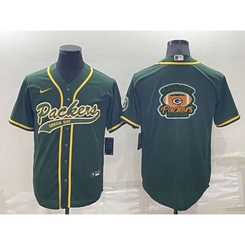 68621895e0736_1 Men's Green Bay Packers Green Team Big Logo With Patch Cool Base Stitched Baseball Jersey