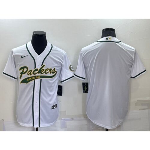 6862189b97b1c_1 Men's Green Bay Packers Blank White Cool Base Stitched Baseball Jersey