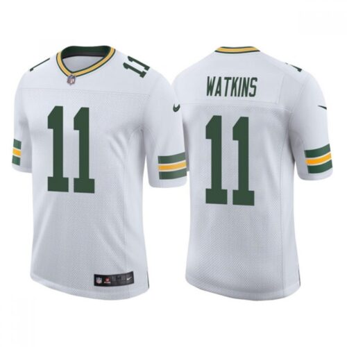 686218acbc7bc_1 Men's Green Bay Packers #11 Sammy Watkins White Stitched Football Jersey