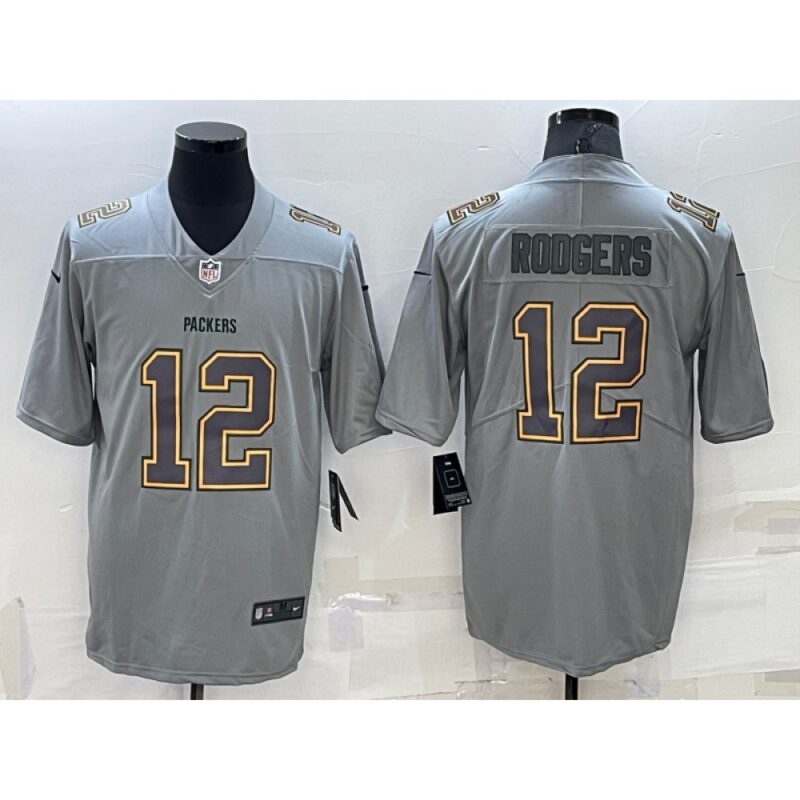 686218cc098e5_1 Men's Green Bay Packers #12 Aaron Rodgers Gray Atmosphere Fashion Stitched Jersey