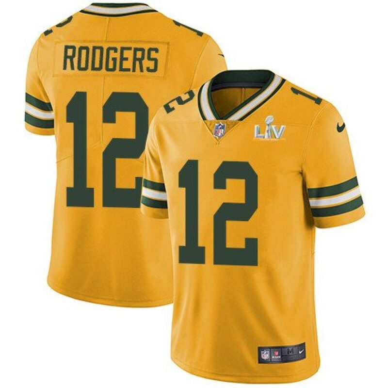686218db4da69_1 Men's Green Bay Packers #12 Aaron Rodgers Gold 2021 Super Bowl LV Stitched NFL Jersey
