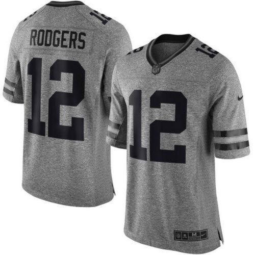 6862199a0764e_1 Packers #12 Aaron Rodgers Gray Men's Stitched NFL Limited Gridiron Gray Jersey
