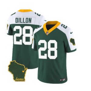686219bc3c5cc_1 Men's Green Bay Packers #28 A.J. Dillon Green/White 2023 F.U.S.E. Home Patch Vapor Untouchable Limited Stitched Jersey