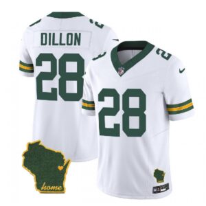 686219bf93af9_1 Men's Green Bay Packers #28 A.J. Dillon White 2023 F.U.S.E. Home Patch Vapor Untouchable Limited Stitched Jersey