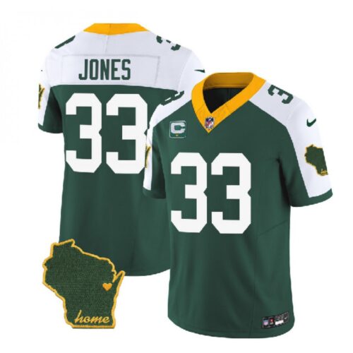 686219cbe7cc8_1 Men's Green Bay Packers #33 Aaron Jones Green/White 2023 F.U.S.E. Home Patch And 1-Star C Patch Vapor Untouchable Limited Stitched Jersey