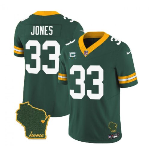 686219cf05953_1 Men's Green Bay Packers #33 Aaron Jones Green 2023 F.U.S.E. Home Patch And 1-Star C Patch Vapor Untouchable Limited Stitched Jersey
