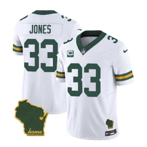 686219d21d15d_1 Men's Green Bay Packers #33 Aaron Jones White 2023 F.U.S.E. Home Patch And 1-Star C Patch Vapor Untouchable Limited Stitched Jersey