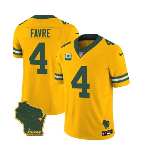 686219d58daff_1 Men's Green Bay Packers #4 Brett Favre Gold 2023 F.U.S.E. Home Patch And 1-Star C Patch Vapor Untouchable Limited Stitched Jersey