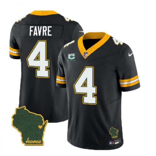 686219d8d4135_1 Men's Green Bay Packers #4 Brett Favre Black 2023 F.U.S.E. Home Patch And 1-Star C Patch Vapor Untouchable Limited Stitched Jersey