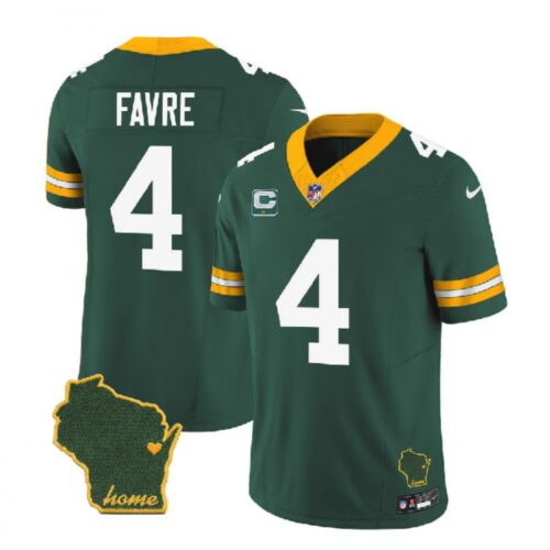 686219df547a4_1 Men's Green Bay Packers #4 Brett Favre Green 2023 F.U.S.E. Home Patch And 1-Star C Patch Vapor Untouchable Limited Stitched Jersey