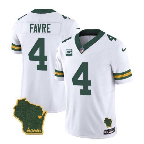 686219e2c90e8_1 Men's Green Bay Packers #4 Brett Favre White 2023 F.U.S.E. Home Patch And 1-Star C Patch Vapor Untouchable Limited Stitched Jersey