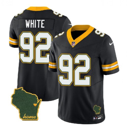 686219e97e0fe_1 Men's Green Bay Packers #92 Reggie White Black 2023 F.U.S.E. Home Patch Vapor Untouchable Limited Stitched Jersey