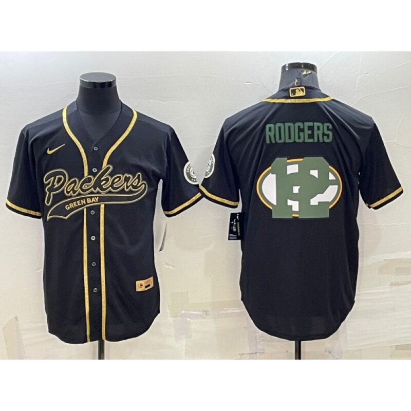 68621a09e1d4c_1 Men's Green Bay Packers #12 Aaron Rodgers Black Team Big Logo With Patch Cool Base Stitched Baseball Jersey
