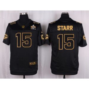 68621a5688d60_1 Packers #15 Bart Starr Black Men's Stitched NFL Elite Pro Line Gold Collection Jersey