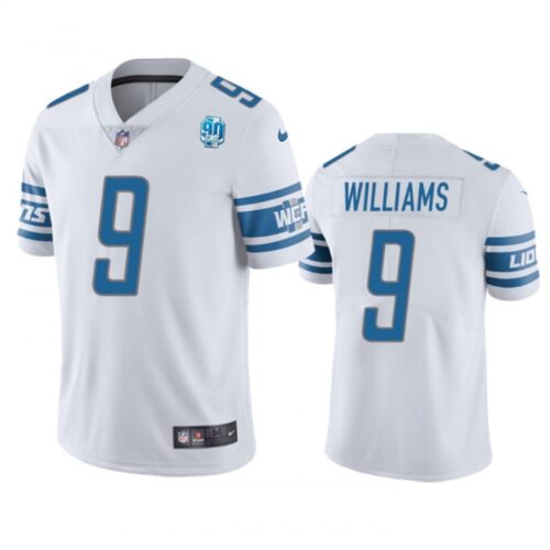 68621b077f4e6_1 Men's Detroit Lions #9 Jameson Williams White 2023 90th Anniversary Vapor Untouchable Limited Stitched Jersey