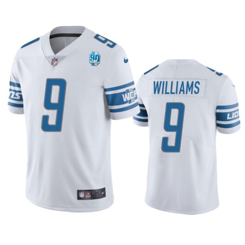 68621b077f4e6_1 Men's Detroit Lions #9 Jameson Williams White 2023 90th Anniversary Vapor Untouchable Limited Stitched Jersey