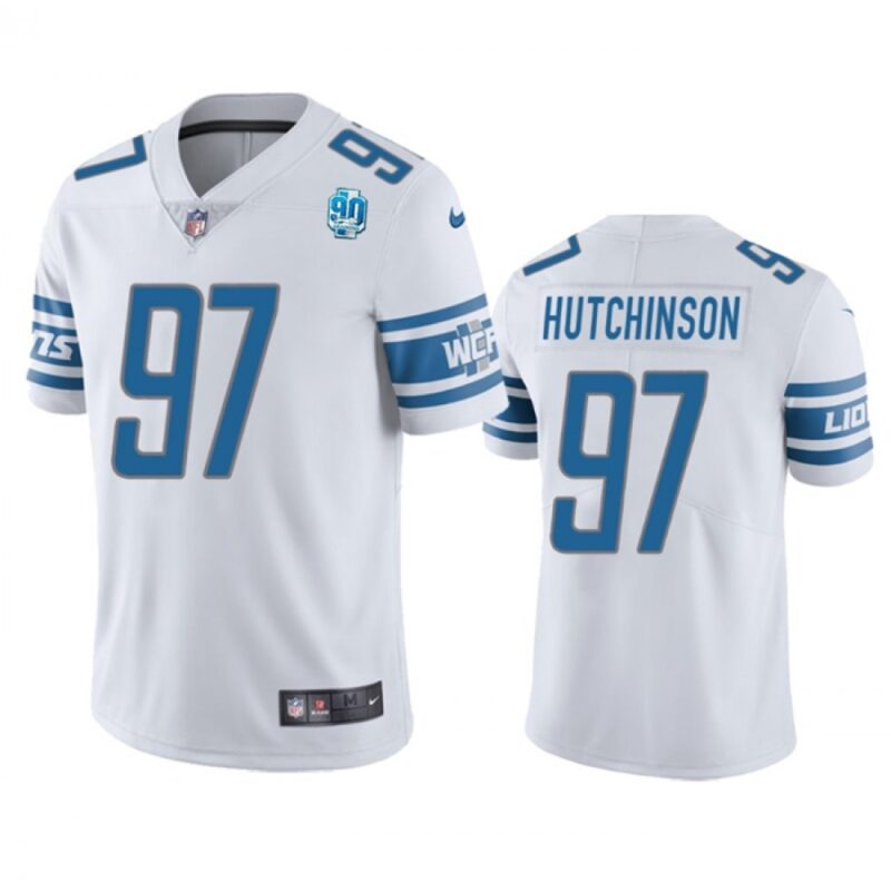 68621b0d8487f_1 Men's Detroit Lions #97 Aidan Hutchinson White 2023 90th Anniversary Vapor Untouchable Limited Stitched Jersey