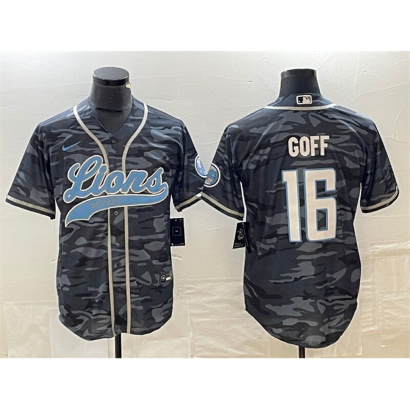 68621b5698e7c_1 Men's Detroit Lions #16 Jared Goff Grey Camo Cool Base Stitched Baseball Jersey