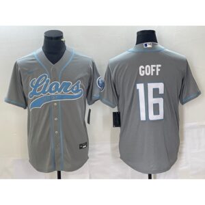 68621b599e500_1 Men's Detroit Lions #16 Jared Goff Grey Cool Base Stitched Baseball Jersey