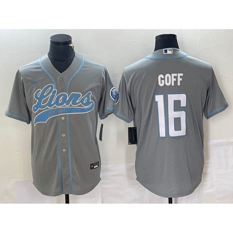 68621b599e500_1 Men's Detroit Lions #16 Jared Goff Grey Cool Base Stitched Baseball Jersey