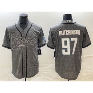 68621b5c9f8d6_1 Men's Detroit Lions #97 Aidan Hutchinson Grey Cool Base Stitched Baseball Jersey