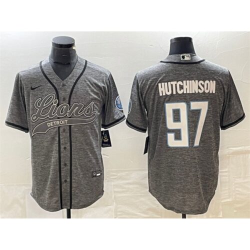 68621b5c9f8d6_1 Men's Detroit Lions #97 Aidan Hutchinson Grey Cool Base Stitched Baseball Jersey