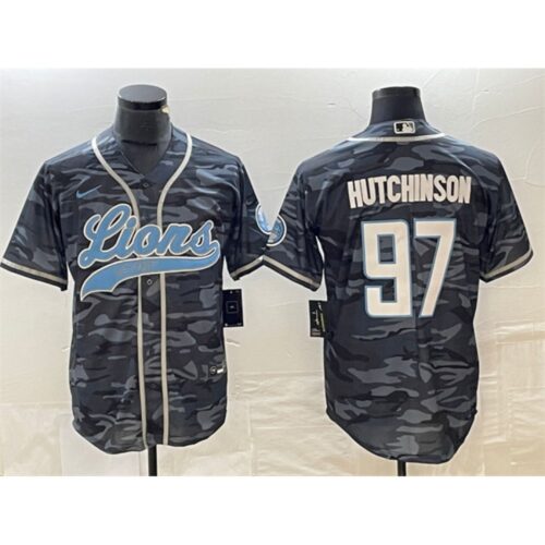 68621b5f9459e_1 Men's Detroit Lions #97 Aidan Hutchinson Grey Camo Cool Base Stitched Baseball Jersey