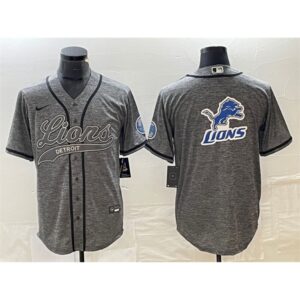 68621b62b46f8_1 Men's Detroit Lions Grey Team Big Logo Cool Base Stitched Baseball Jersey