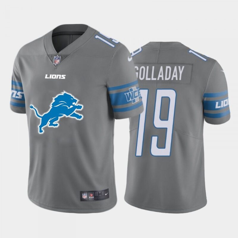 68621b7716ee7_1 Men's Detroit Lions #19 Kenny Golladay Grey 2020 Team Big Logo Limited Stitched Jersey