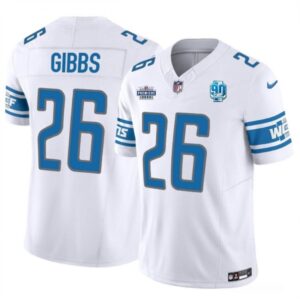 68621bb36544f_1 Men's Detroit Lions #26 Jahmyr Gibbs White 2023 F.U.S.E. With Prem1ere Patch 90th Anniversary Vapor Untouchable Limited Stitched Football Jersey
