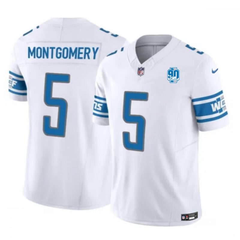 68621bbcbc8cb_1 Men's Detroit Lions #5 David Montgomery White 2023 F.U.S.E. 90th Anniversary Vapor Untouchable Limited Stitched Jersey