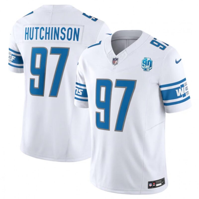 68621bc2c5452_1 Men's Detroit Lions #97 Aidan Hutchinson White 2023 F.U.S.E. 90th Anniversary Vapor Untouchable Limited Stitched Jersey