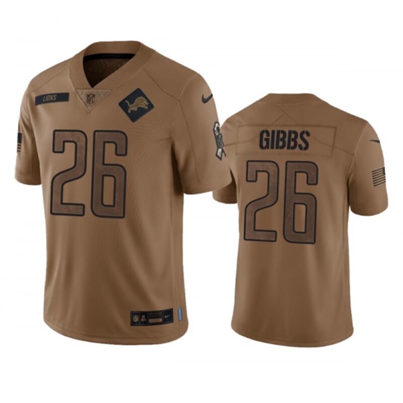 68621c7fe9b08_1 Men's Detroit Lions #26 Jahmyr Gibbs 2023 Brown Salute To Service Limited Stitched Jersey