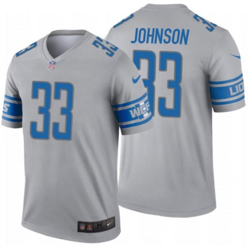 68621cb44a15e_1 Men's Detroit Lions #33 Kerryon Johnson Gray Inverted Legend Jersey