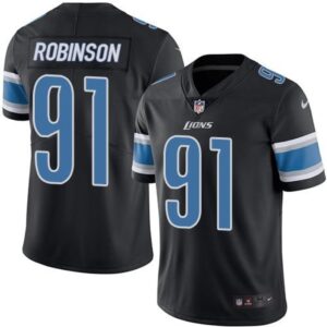 68621cc78142e_1 Lions #91 A'Shawn Robinson Black Men's Stitched NFL Limited Rush Jersey