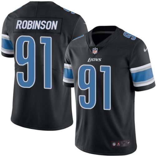 68621cc78142e_1 Lions #91 A'Shawn Robinson Black Men's Stitched NFL Limited Rush Jersey