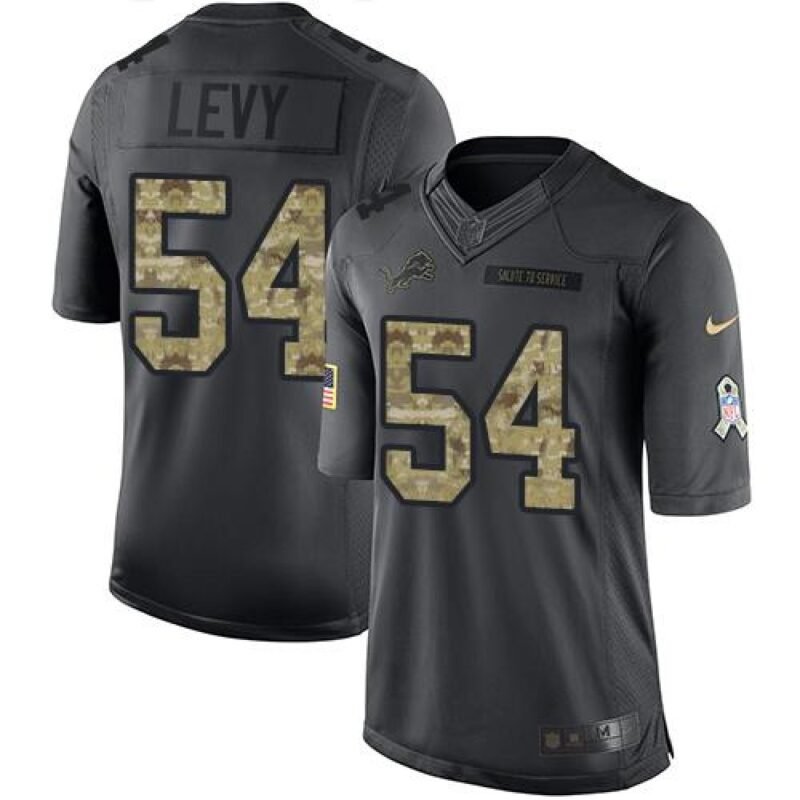 Lions #54 DeAndre Levy Black Men's Stitched NFL Limited 2016 Salute To Service Jersey